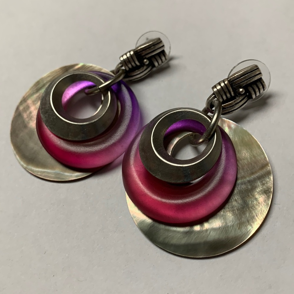 Circle Silver & purple Earrings